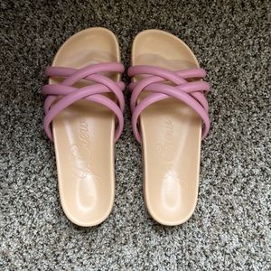 JCrew brand new leather padded sandals 9.5.